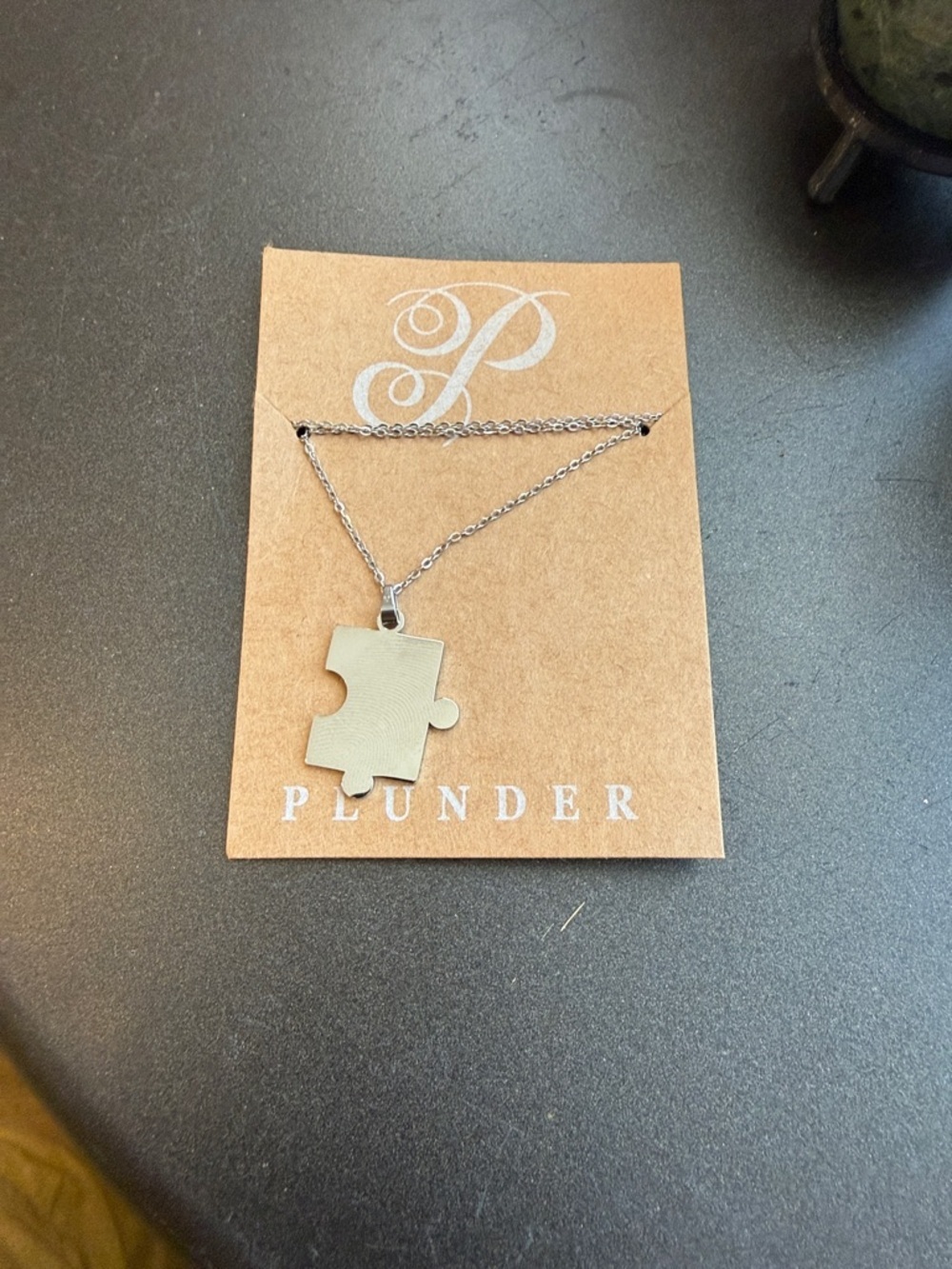 Plunder Silver Tone Puzzle Pendant Necklace - Silver